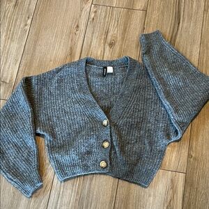 H&M Charcoal Button-Up Cardigan, Sz SM